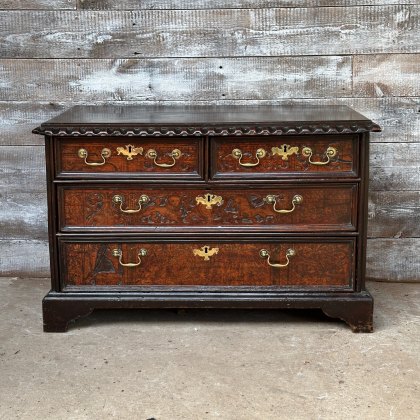 Antique 18th Century European Penwork Cedar Chest Of Drawers