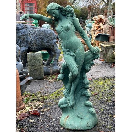 Finely Cast Painted Iron Elegant Women Statue