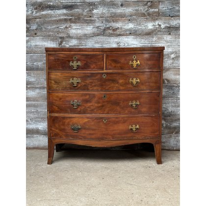 Beautiful Edwardian Mahogany Large Bow Front Chest of Drawers