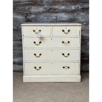 Antique Rustic Painted Edwardian Chest Of Drawers