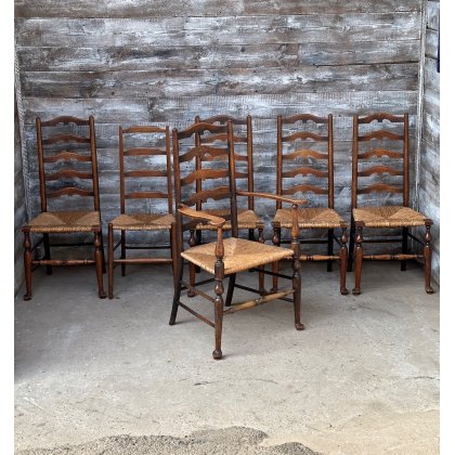 Vintage English Oak Ladder Back Chairs