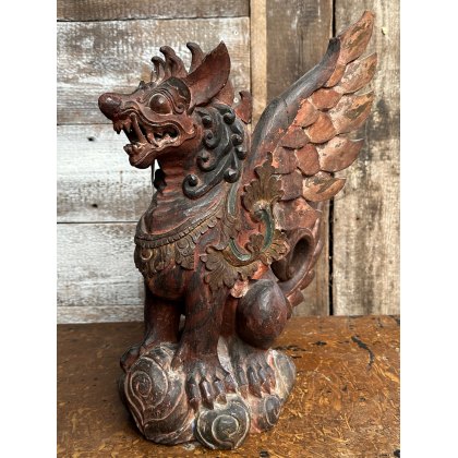 Antique Finely Carved Hardwood Indonesian Dragon Figure Antique Finely Carved Hardwood Indonesian Dragon Figure