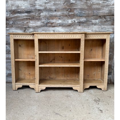Fabulous Antique Limed Oak Breakfront Bookcase Fabulous Antique Limed Oak Breakfront Bookcase