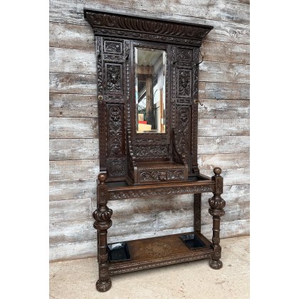 Impressive Antique Victorian Gothic Oak Coat Stand Impressive Antique Victorian Gothic Oak Coat Stand