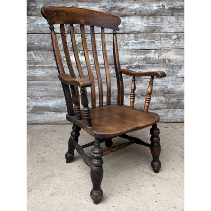 Antique Ash & Elm Victorian Grandfather Chair Antique Ash & Elm Victorian Grandfather Chair