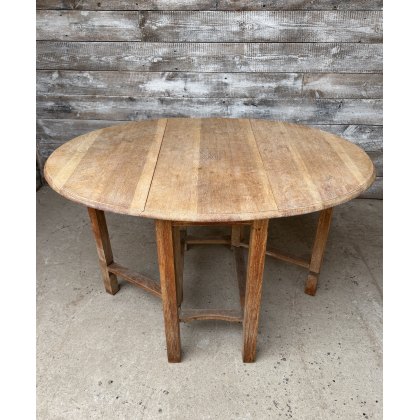 Antique 1930's Limed Oak Gate Leg Dining Table Antique 1930's Limed Oak Gate Leg Dining Table