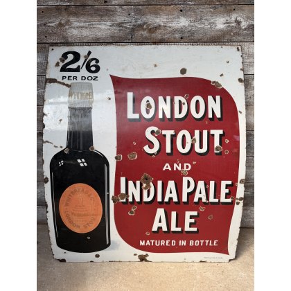 Antique Large London Stout Ale Enamel Sign Antique Large London Stout Ale Enamel Sign
