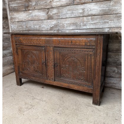 Antique 18th Century Carved Oak Sideboard Antique 18th Century Carved Oak Sideboard