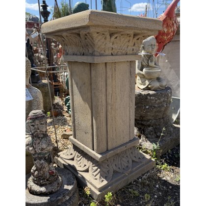 Reclaimed Hand Carved Stone Garden Plinth Reclaimed Hand Carved Stone Garden Plinth