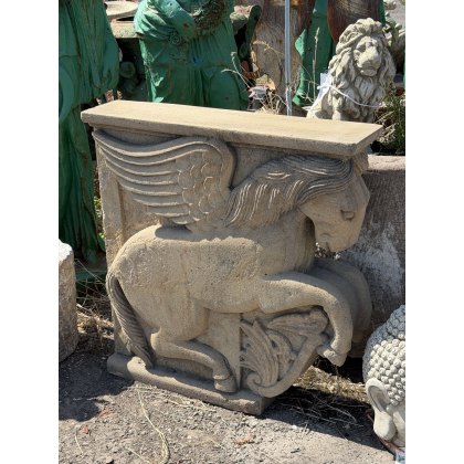 Fabulous Hand Carved Stone Pegasus Table Supports Fabulous Hand Carved Stone Pegasus Table Supports