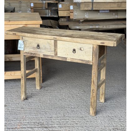 Rustic Elm Two Drawer Side Table Rustic Elm Two Drawer Side Table
