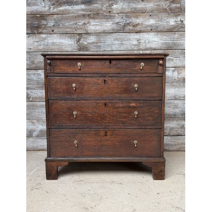 A Small 19thC English Oak Chest Of Drawers A Small 19thC English Oak Chest Of Drawers