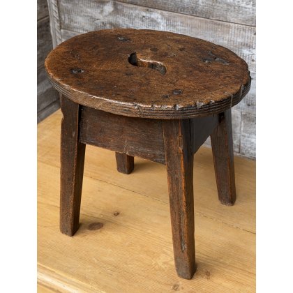 Beautiful Aged 18thC English Elm Milking Stool Beautiful Aged 18thC English Elm Milking Stool