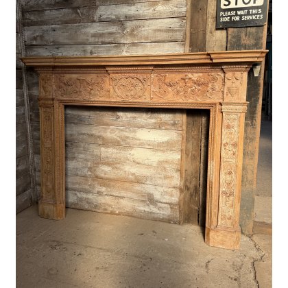 A Reclaimed Stripped Pine Neoclassical Carved Fire Surround A Reclaimed Stripped Pine Neoclassical Carved Fire Surround