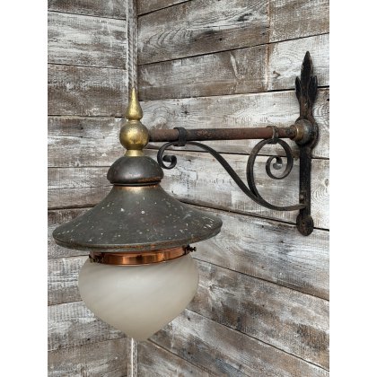 Reclaimed c1900 Exterior Copper Lamp On Bracket Reclaimed c1900 Exterior Copper Lamp On Bracket