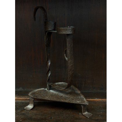 Antique 18th Century Sprung Iron Candle Holder Antique 18th Century Sprung Iron Candle Holder
