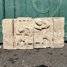 Antique Reclaimed Stone Carving Religious Scene