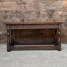 Antique Carved Oak Small Bench Stool