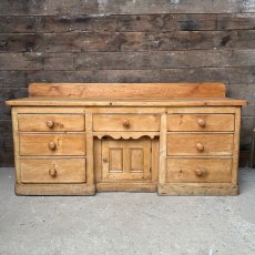 Antique Victorian Waxed Pine Large Sideboard