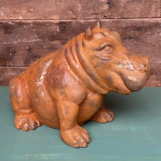 Cast Iron Happy Hippo Statue