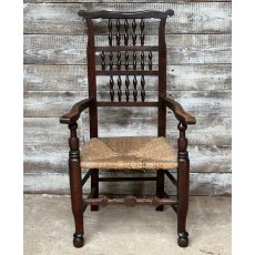 Antique 19th Century Lancashire Spindle Back Elm Armchair