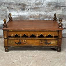 Unusual Vintage Teak Hand Painted Bajot Coffee Table