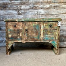 Contemporary Rustic Solid Teak Sideboard Cabinet