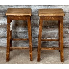 Antique Arts & Crafts Elm And Pine Stools