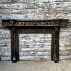 Impressive Antique 18th Century "Kings" Carved Oak Fireplace Surround