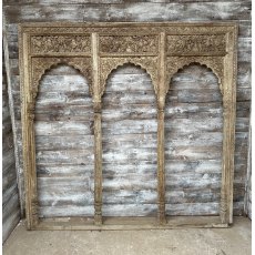 Fantastic Vintage Intricately Carved Teak Triple Window