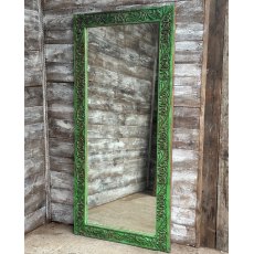 Vintage Rustic Carved Teak Large Mirror