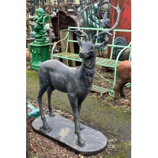 Bronzed & Painted Cast Iron Stag Statue