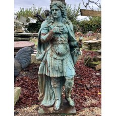 Fantastic Rustic Painted Cast Iron Statue Of Roman General