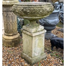 Vintage 1950's Composite Stone Large Urn On Plinth