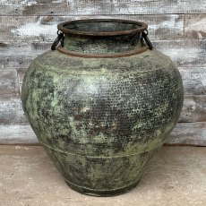 Rare Large Patinated Copper Olive Pot Urn