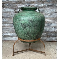 Fabulous & Rare Massive Copper Olive Pot Urn On Stand