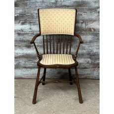 Fine Antique Victorian Oak Upholstered Armchair