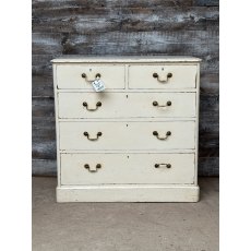 Antique Rustic Painted Edwardian Chest Of Drawers