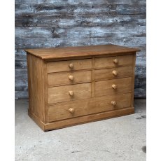 Unusual & Rare Vintage Large Waxed Pine Farmhouse Chest Of Drawers