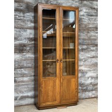 Ercol Elm Glazed Tall & Narrow Bookcase