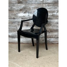 Vintage Louis Ghost Jet Black Armchair By Kartell