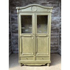 Vintage Large Painted Pine Glazed Front Cupboard Vintage Large Painted Pine Glazed Front Cupboard