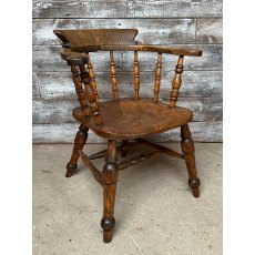 Antique 19th Century English Beech & Elm Smokers Bow Armchair Antique 19th Century English Beech & Elm Smokers Bow Armchair