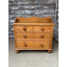 Antique 19th Century Continental Pine Galleried Chest Of Drawers Antique 19th Century Continental Pine Galleried Chest Of Drawers