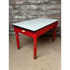 Unusual Painted Victorian Tin Topped Table Unusual Painted Victorian Tin Topped Table