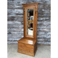 Unique Vintage Waxed Pine Freestanding Mirror With Chest Unique Vintage Waxed Pine Freestanding Mirror With Chest