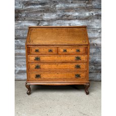 Antique Edwardian English Inlaid Oak Bureau Antique Edwardian English Inlaid Oak Bureau