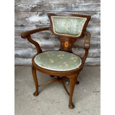 Fabulous Edwardian Inlaid & Upholstered Armchair Fabulous Edwardian Inlaid & Upholstered Armchair
