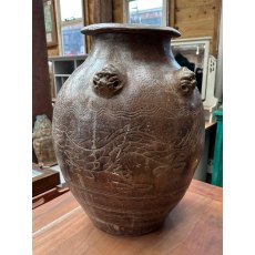 Antique Brown Glazed Oriental Dragon Jar Antique Brown Glazed Oriental Dragon Jar