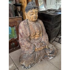 Fabulous Massive Hand Carved & Painted Wooden Buddha Fabulous Massive Hand Carved & Painted Wooden Buddha